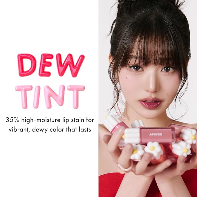 Amuse SEOUL Daisy Flower Dew Tint 06 FIG DEW | 35% High-moisture Water Tint, Long-lasting, Vitamin E Acetate, Moisturizing, No Peel Off, Lip Treatment, Non Sticky, Korean Lip Tint for Dry Lips