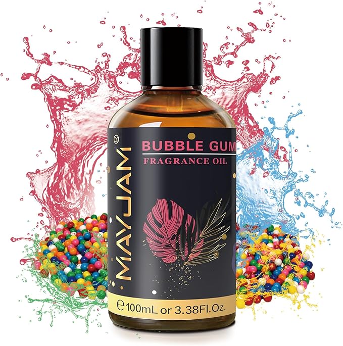 MAYJAM 100ML/3.38FL.OZ Bubble Gum Fragrance Oils with Glass Dropper, Essential Oils for Diffusers for Home, Long Lasting Scented Oils for Diffusers Soap Candle Making