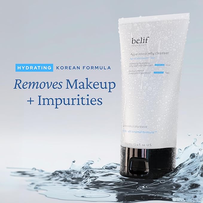 belif Jelly Hydrating Deep Cleanser – Low pH Mild & Gentle Gel-to-Foam Face Wash for Daily Deep Pore Cleansing, Hydrating and Refreshing for All Skin Types, Korean Skincare, 5.41 fl.oz