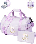 Gift for 4 Year Old Girl, Girls Travel Duffle Bag, Kids Initial Overnight Duffel Bags with Shoe Compartment, Personalized Dance Bag with Cosmetic Pouch, Preppy Stuff (Letter C)