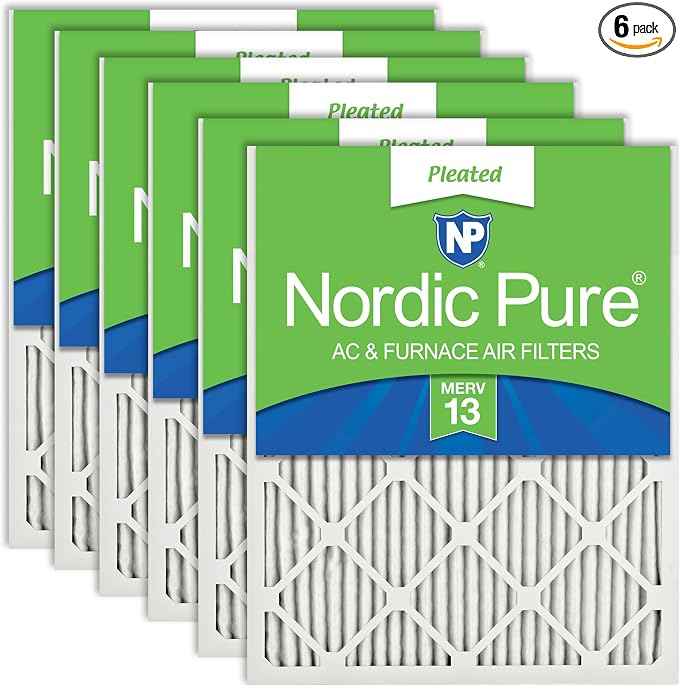 Nordic Pure 16x24x1 Pleated MERV 13 Air Filters 6 Pack by NordicPure