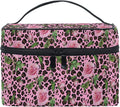 Makeup Bag, Roses On Pink Leopard Travel Makeup Organizer Bag Cosmetic Cases Toiletry Bags for Girl Women Ladies