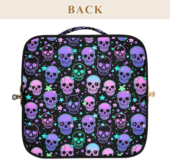 Makeup Organizer Bag, Stars Purple Skulls Travel Makeup Bags Makeup Vanity Case Large Capacity Rhombus Cosmetic Toiletry Bag for Girl Women Ladies