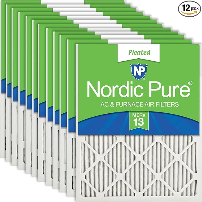Nordic Pure 18x25x1 Pleated MERV 13 Air Filters 12 Pack by NordicPure
