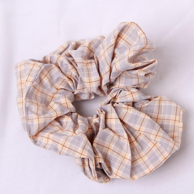 Headband and Scrunchie Set for Women 2Pack Hair Ties for Girls Elastics Bands Ponytail Holder Hair Accessories Blue Lattice