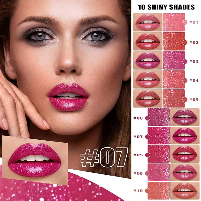 Romantic Red Lipstick For Women Matte Nude Glitter Shimmer Metallic Highly Pigmented Moisturizing Lip stick Hypoallergenic Waterproof Long Lasting Lipsticks Quick Makeup Lightweight Portable 04 #