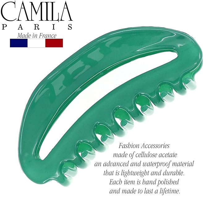 Camila Paris CP2581 French Hair Clip for Women, Green, Girls Hair Claw Clip Jaw Fashion Durable and Styling Hair Accessories for Women, Luxury Ladies Strong Hold No Slip Grip Clamp, Made in France