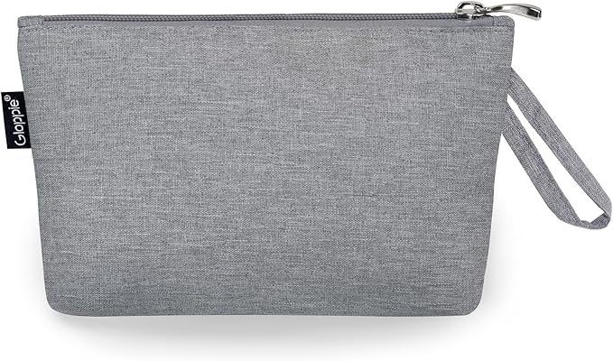 Gloppie Makeup Bag for Purse Travel Cosmetic Bag for Women Small Zipper Makeup Pouch Grey