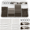 Bobby Pins Set Gray – Bobby Pins, Snap Clips & U Shape Pin, Complete Hair Kit for Women & Girls, for Buns, Updos, Parties & Weddings