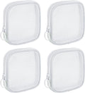 4 Pieces Mini Zipper Nylon Mesh Pouch, Mesh Cosmetic Bags Makeup Bags, Multipurpose Travel Toiletry Bags for Office Supplies and Travel Accessories (White, S)