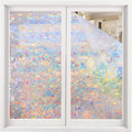 Volcanics Window Privacy Film Static Window Clings Vinyl 3D Decals Stickers Rainbow Window Film for Glass Door Home Heat Control Anti UV 23.6 x 78.7 Inches