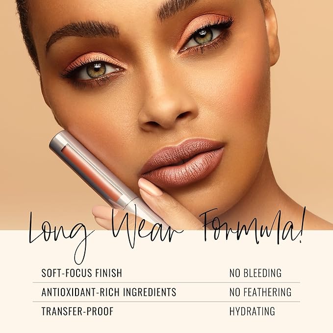 Runway Rogue Silk Glam Liquid Lipstick, Long Wear Frosted Pale-Pink Lipstick, ‘Trophy Wife’