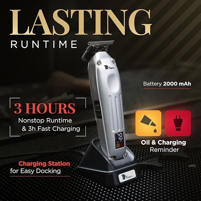 Fagaci Professional Zero Gapped Trimmer for Men, 5X Longer Sharpness Cordless Beard Trimmer for Men, T Liners Professional Trimmers for Barbers with Brushless Motor, Zero Gap Trimmers Barber T Blade