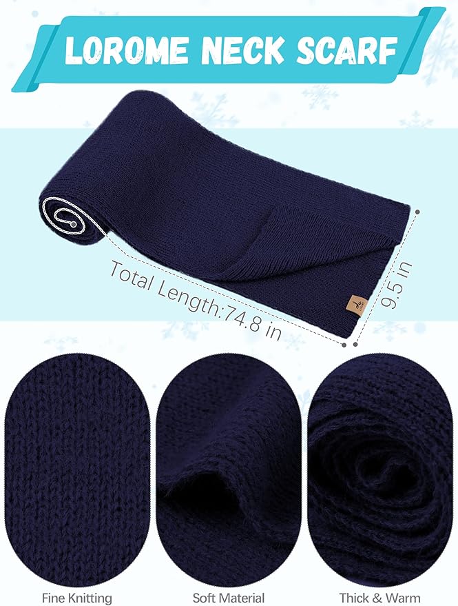 Winter Beanie Hat Scarf Gloves, Warm Fleece Knit Hat Long Scarf Neck Warmer Touch Screen Winter Gloves Set Gifts for Women