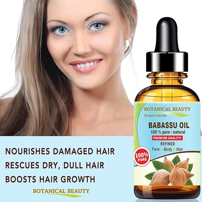 Botanical Beauty BABASSU OIL 100% Pure Natural REFINED Cold-Pressed Carrier Oil 1 Fl oz 30 ml for Face, Skin, Body, Hair, Lip, Nails. Rich in Vitamin E, Vitamin C