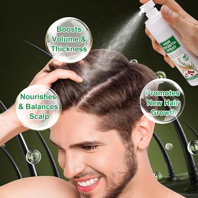 Hair Growth Spray, 2 Pack Natural Hair Growth Oil Spray With Biotin, Batana, Rosemary, and Castor Oil, Caffeine Ginseng Support Scalp Care Treatment, Thinning Hair Regrowth Thickening, Reduce damage