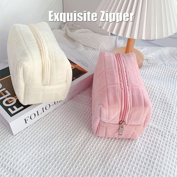 2PCS Makeup Bag Small Cosmetic Pouch for Purse Women Girls Y2k Checkered Make Up Bags