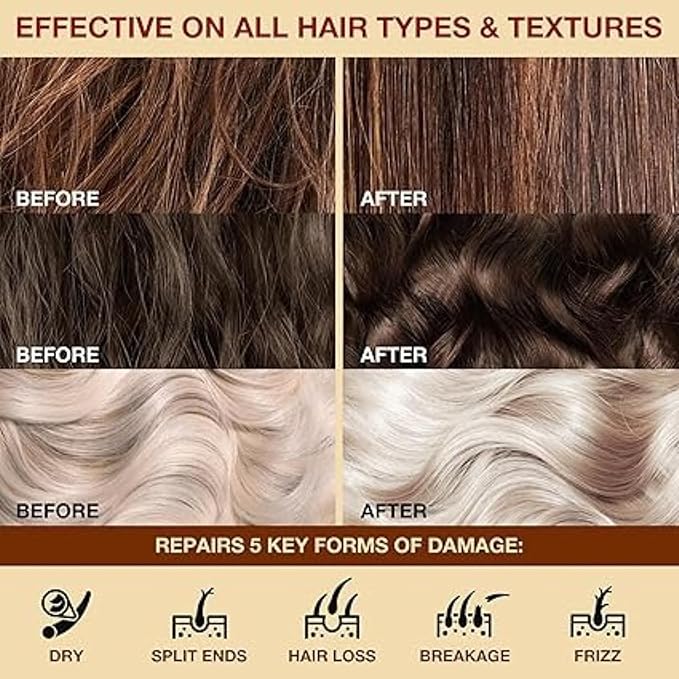 Collagen Hair Treatment Mask, for Dry & Damaged Hair, (Trataniento Para Cabella Seco y Matratados) is Keratin, Maca Essence All Cleanses Treated Hair Relaxes The Tense Scalp 8.8FL OZ,250ml