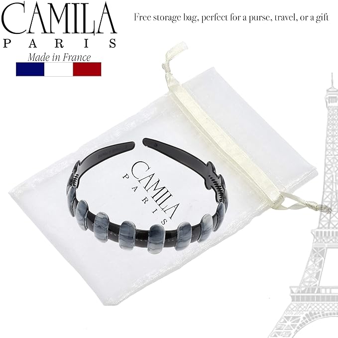 Camila Paris MP854 French Headband for Women, Strong Hold Grip Women's Hair Band, Very Flexible, No Slip and Durable Styling Girls Hair Accessories, Made in France with Cellulose