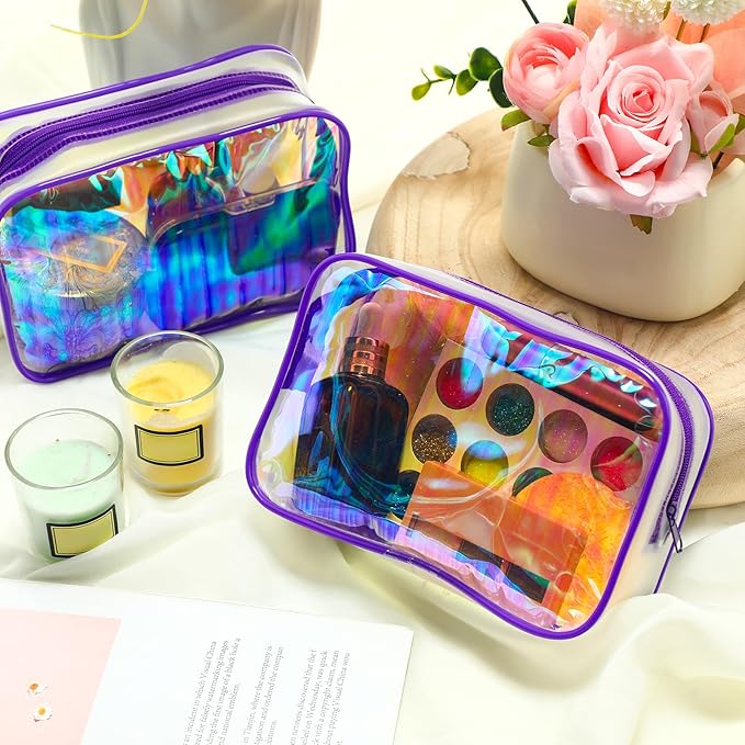 Weewooday 12 Pieces Clear Makeup Bags Cosmetic Storage Bags PVC Zipper Pouches Travel Waterproof Makeup Plastic Case for Women Organizing Toiletries Traveling Bathroom
