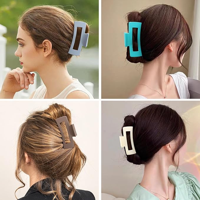 Hair Clips for Women12 Pack 4.1 Inch Large Square Claw Clips for Women Girls Thick Thin Curly Hair, Strong Hold Matte Neutral Colors Big Hair Claw Clips Accessories