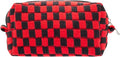 PAZIMIIK Checkered Makeup Bag for Purse Portable Zipper Make Up Pouch Small Cosmetic Case for Travel Accessories (Red Black)
