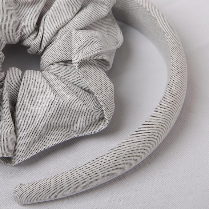 Headband and Scrunchie Set for Women 2Pack Hair Ties for Girls Elastics Bands Ponytail Holder Hair Accessories Beige