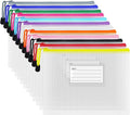 AUSTARK Plastic Mesh Zipper Pouch, 12Pcs Zipper File Bags with Label Pocket, A5 Size 9.2x6.7in, White