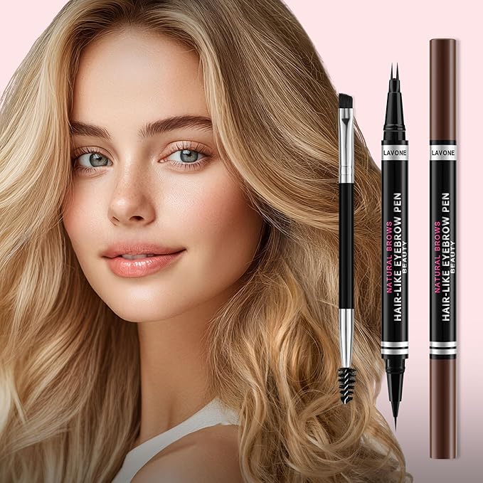 Eyebrow Pencil, 2-in-1 Waterproof Eyebrow Pen, with 2 Tip Microblading Eyebrow Pencil and Ultra-Precise Brow Pencil, with Eyebrow Brush, Eyebrow Pencils for Women, Natural Hair-Like Brows-Black Brown