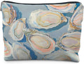 Abstract Blue Oyster Beach Makeup Bag, Oyster Gifts Cosmetic Bags for Women, Gifts for Beach Ocean Lovers, Coastal Pastel Oysters Shell Zipper Makeup Pouch