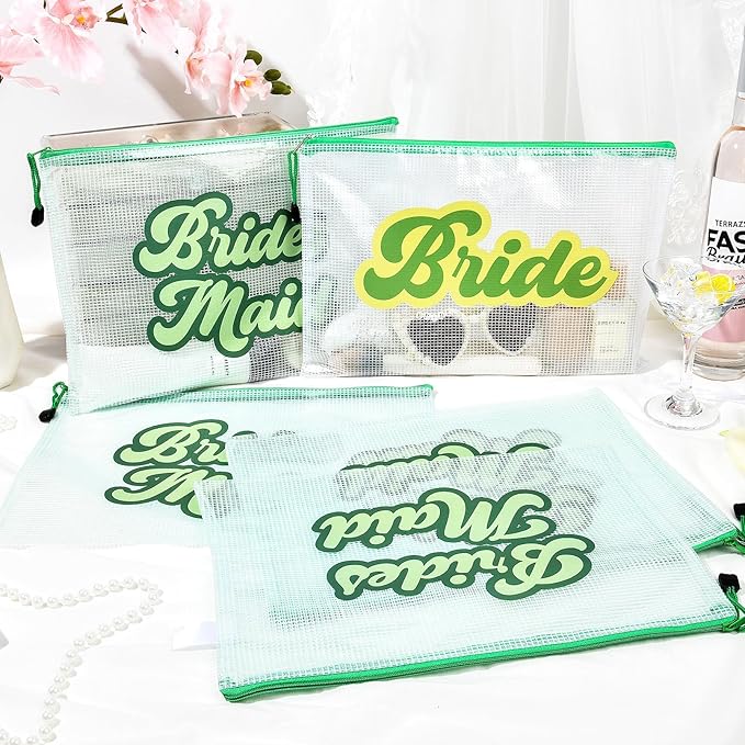 SOIDRAM 6PCS Bridesmaid Makeup Bag Clear Zippered Bag Bridesmaid Proposal Gifts Cosmetic Pouch for Wedding Party Favors Bachelorette Party Decorations Toiletry Organizer Bag Cosmetic Case Gift