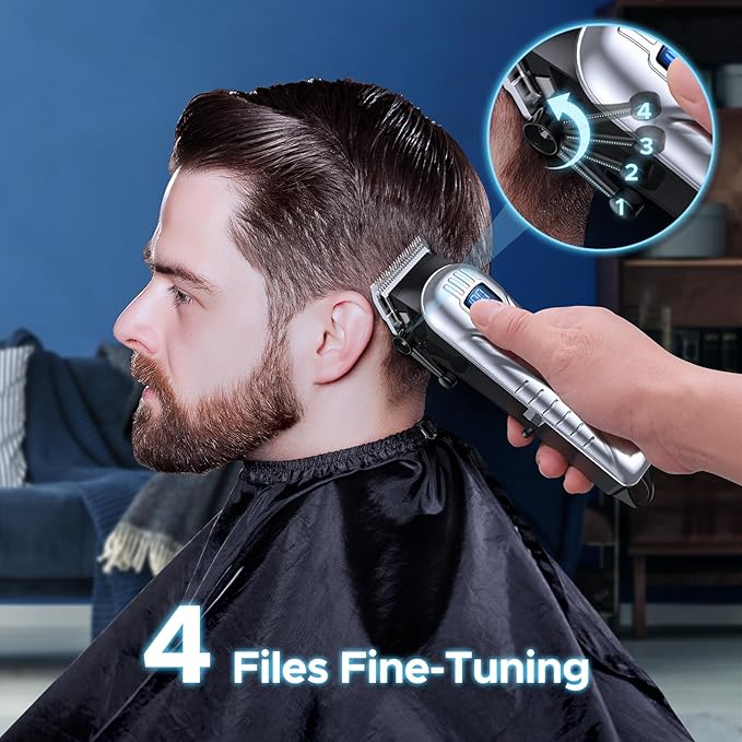 Chicclly Hair Clippers for Men&Women Professional, Low Noise Cordless Hair Cutting Kit with 10 Color Combs, LED Display, Men Gifts, 5H Beard Trimmer Barber Hair Clippers Set with Scissors,Cape (Kit)