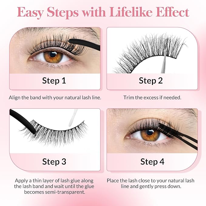 Bepholan False Eyelashes 3D Faux Mink Lashes Natural Look Super Fluffy Eyelashes Volume Strip Eyelashes, Cat Eye Lashes Lightweight Fake Eyelashes Easy to Apply 3 Pairs（M101）