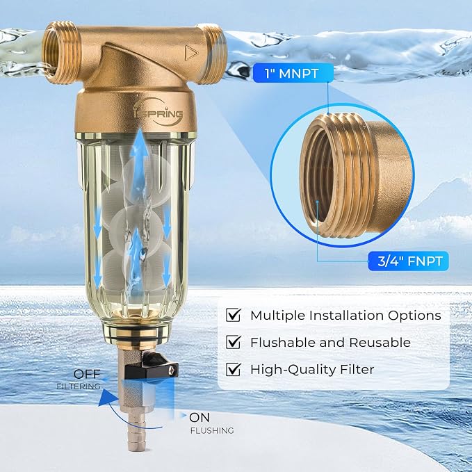 iSpring WSP-50SL Reusable Whole House Spin Down Sediment Water Filter Softener - Image 4
