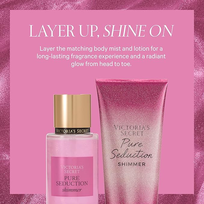 Victoria's Secret Pure Seduction Shimmer Body Spray for Women, Notes of Juiced Plum and Crushed Freesia, (8.4 oz)
