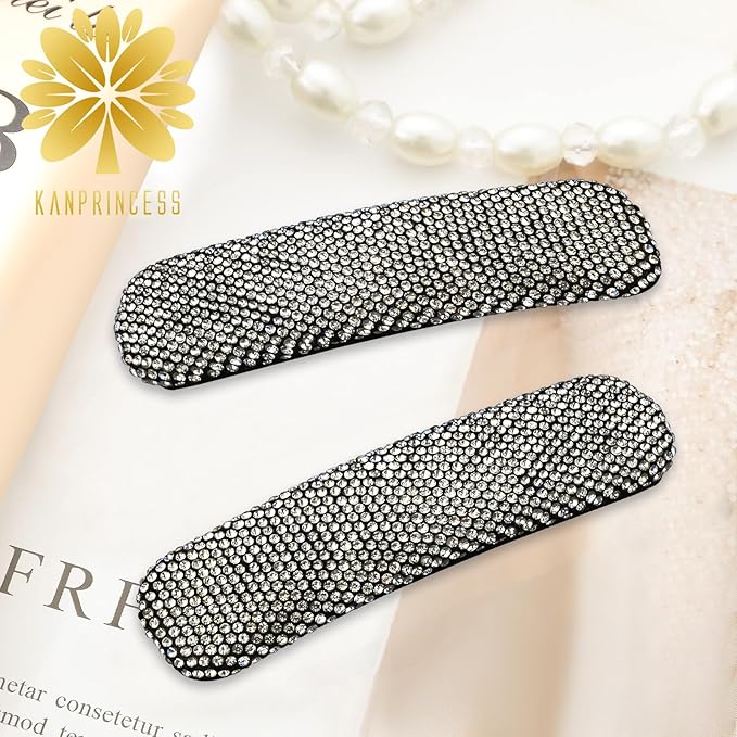 Rhinestone and Crystal Hair Clips 2-Pack, Sparkly Barrettes & Elegant Bling Accessories for Women & Girls(Set17)