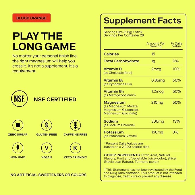MAGNA Electrolytes Powder Drink Mix for Hydration, Energy & Focus Support with Magnesium L Threonate, Sodium, Potassium, Vitamin D, B6 & B12, Sugar Free, Blood Orange Flavor, 28 Servings
