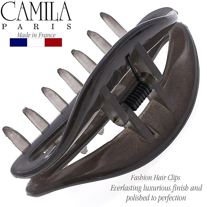 Camila Paris CP3080 French Hair Clip for Women, Gray, Girls Hair Claw Clip Jaw Fashion Durable and Styling Hair Accessories for Women, Luxury Ladies Strong Hold No Slip Grip Clamp, Made in France