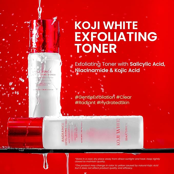 Koji White Exfoliating Toner for Face with 5% PHA BHA Toner, 2% Niacinamide, Kojic Acid & Hyaluronic Acid | Hydrating & Soothing Facial Toner | Unscented, Sensitive, Vegan, 150ml (5.07 Fl Oz)