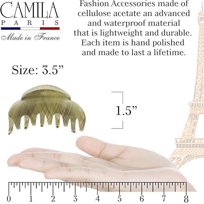 Camila Paris CP3217 French Hair Clip for Women for Thick Hair for Long Curly Wavy Hair, Large, Girls Hair Claw Clips Jaw Styling Hair Accessories for Women, Strong Hold No Slip Grip, Made in France