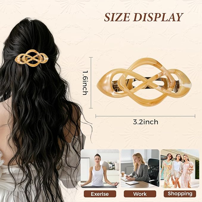 Vintage French Barrette Hair Clips, Hair Barrettes Hair Accessories for Women Girls, Elegant Retro Non Slip Clip with Classic Design Thick to Thin, Stylish Accessories Hair (Gradient Color, 4PCS)