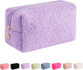 JOVAKIT Travel Makeup Bag Cosmetic Bag for Women, Fashion Christmas Gifts, Plush Zipper Make Up Pouch, Large Capacity Toiletry Organizer Makeup, Portable Storage Bag Trendy Stuff (Purple)