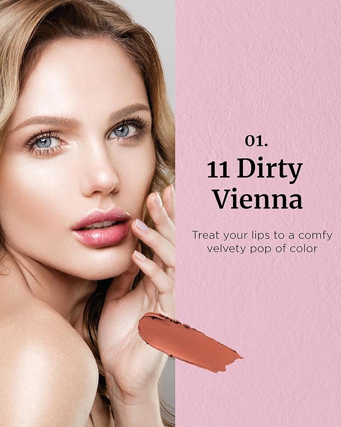 VDL Lip Stain Comfort Slip Lipstick 11, Dirty Vienna - Lightweight, Matte, Smooth Lipstick for Effortless Comfort. Vibrant and Long-Lasting Lip Color (0.09 oz) | Korean Makeup