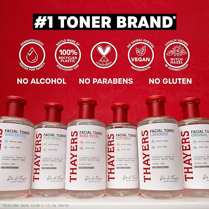 THAYERS Alcohol-Free, Hydrating Lavender Witch Hazel Facial Toner with Aloe Vera Formula, Vegan, Dermatologist Tested and Recommended, 12 Oz (Packaging May Vary)