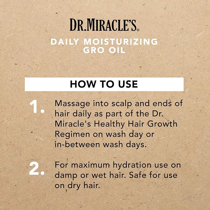 Dr, Miracle's Daily Moisturizing Gro Oil blended with Vitamins A,D,E, Avocado and Aloe Vera – Hair Growth & Scalp Treatment, Strengthens & Repairs, 4 Oz, Pack of 3