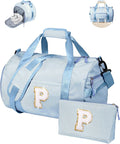 Tween Girl Trendy Stuff, Girls Travel Duffle Bag, Kids Initial Overnight Bags with Shoe Compartment, Customized Weekender Bag with Makeup Pouch, Stocking Stuffers for Teenager (Letter P)