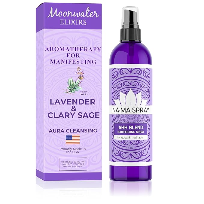 Lavender & Clary Sage Aromatherapy Spray - Pillow and Shower Aura Cleansing Mist for Energy Clearing, Manifestation, Meditation & Spiritual Protection - Relax, Balance and Positive Vibes. AHH 4oz