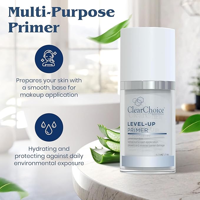 Clear Choice Level-Up Primer 1.7oz – Lightweight Face Primer with Antioxidants, Hydrates & Protects, Smooths Skin for Makeup Application, PABA-Free