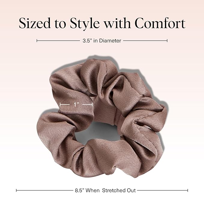 Kitsch Satin Scrunchies for Women - No Crease Hair Ties for Girls | Scrunchies For All Hair Types and Textures, Perfect for Day or Night | Ideal Gifts for Women - 5 Pcs, Cameo