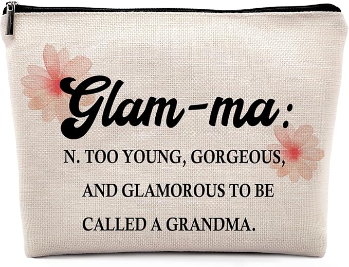 Glamma Definition Makeup Cosmetic Bag, Inspirational Grandma Makeup Travel Bag, Grandma Appreciation Cosmetic Bag Gifts For Grandma Grandmother Birthday Mother's Day from Granddaughter Grandson